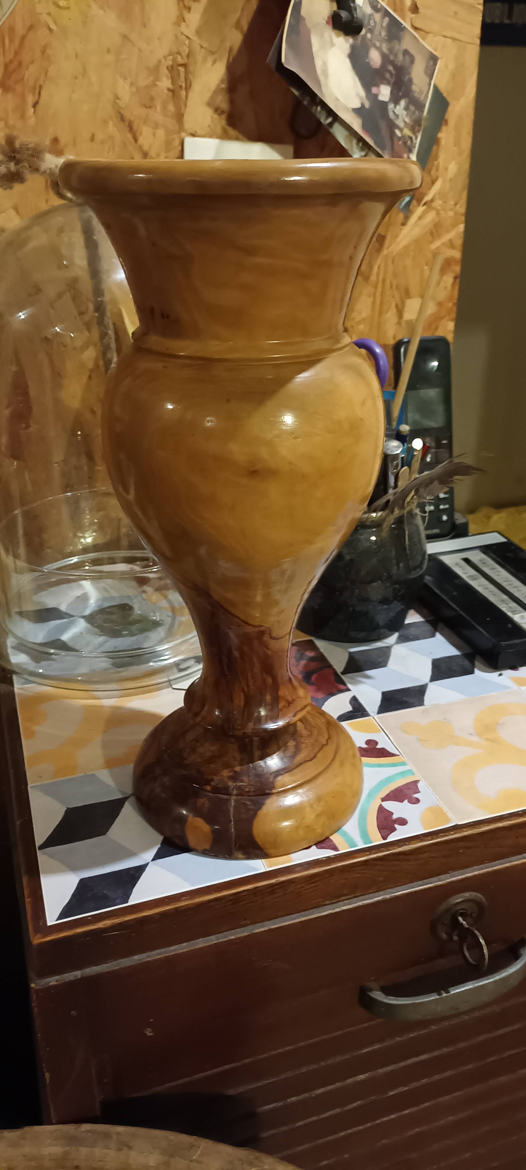 Turned olive wood vase