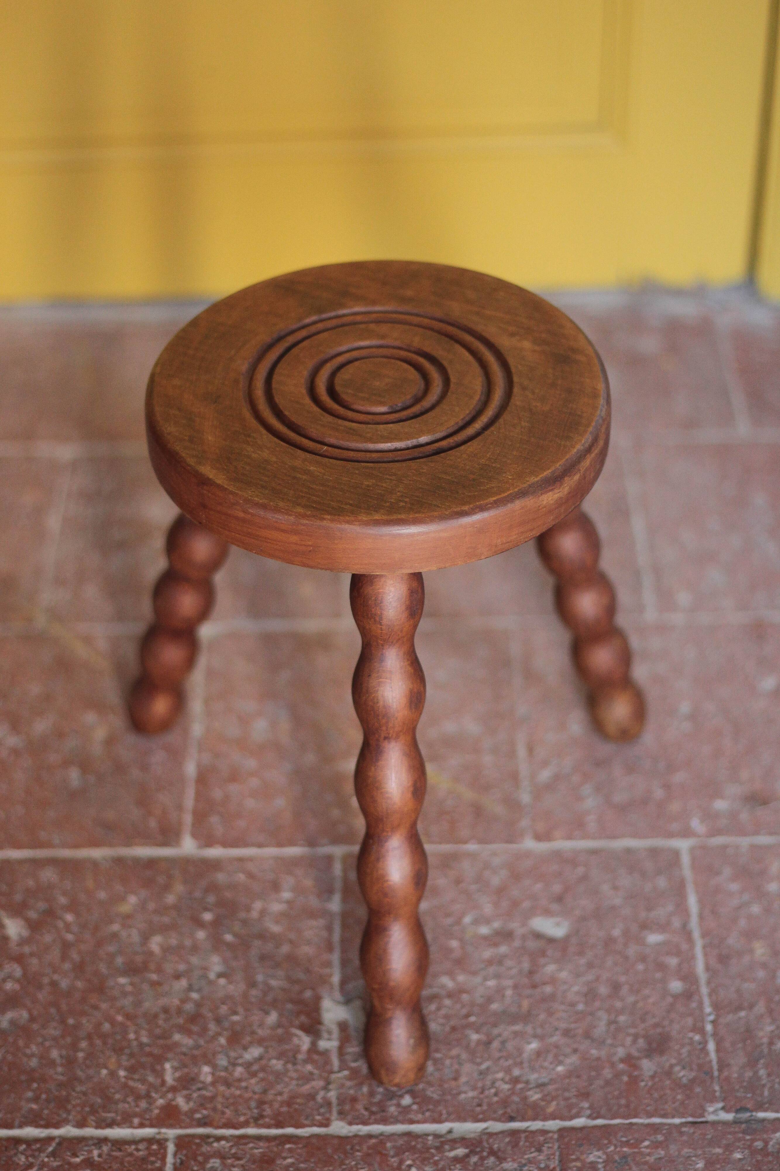 Vintage stool, wooden stool, tripod stool, accent chair