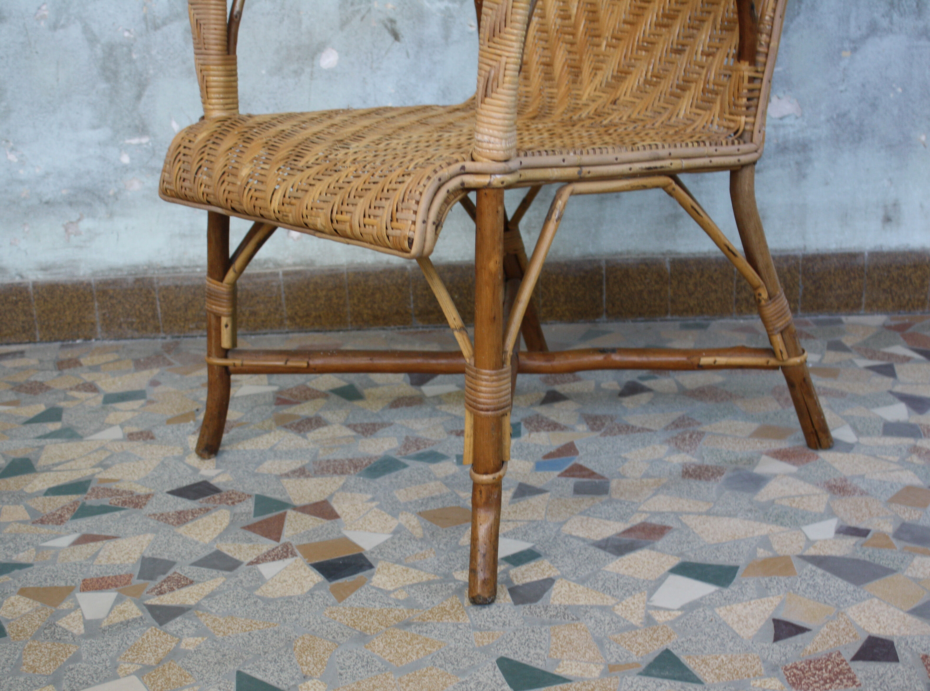 Fauteuil haut en rotin