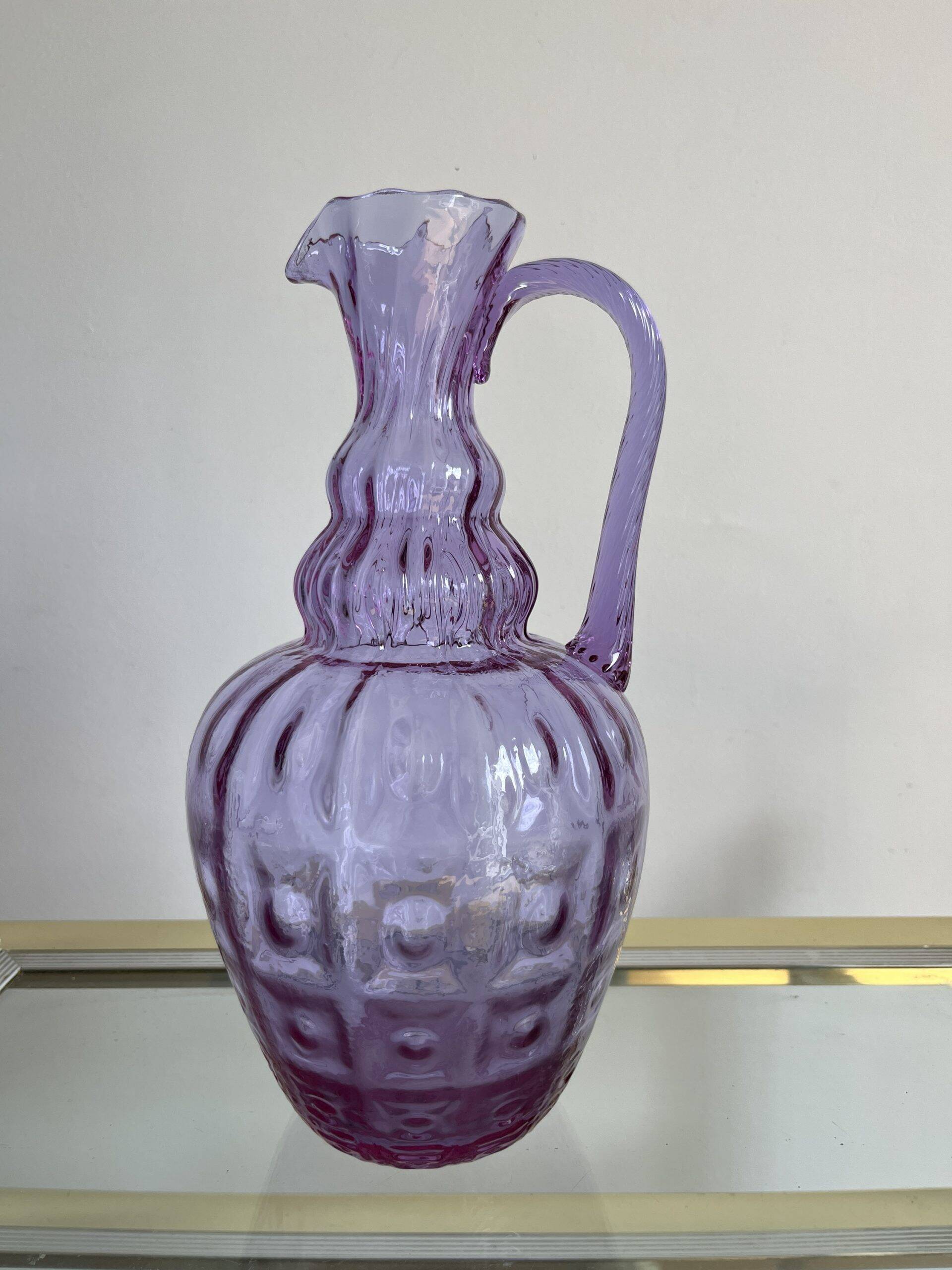 Large purple Empoli glass pitcher