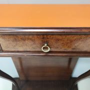 Beech and Walnut Root Console Table with an Orange Glass Top, Italy