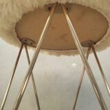 Synthetic fur stool with golden feet