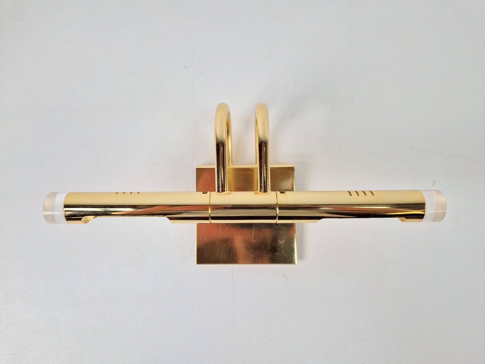 Regency Brass Acrylic Cabinet Lamp by Lumina, 1980s, Set of 3