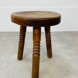 Brutalist tripod stool solid wood