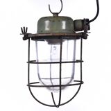 Industrial cage lamp green