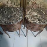 Pair of Louis XV style marquetry bedside tables