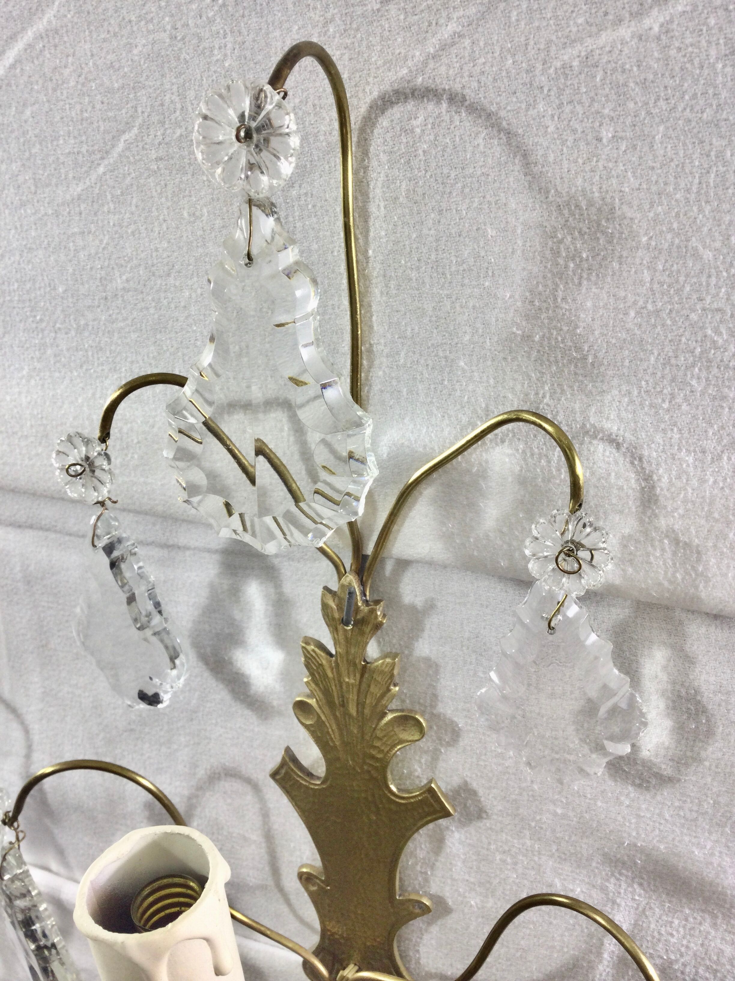 Pair of Wall Lamp Bronze And Crystal 1 Light