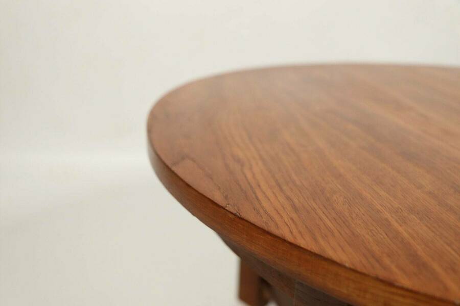 Art deco Round Wood Coffee Table Style Natural Wood renovated Old Table