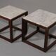 Rare 1970s cubic wenge & marble side tables by Claus Bonderup & Torsten Thorup