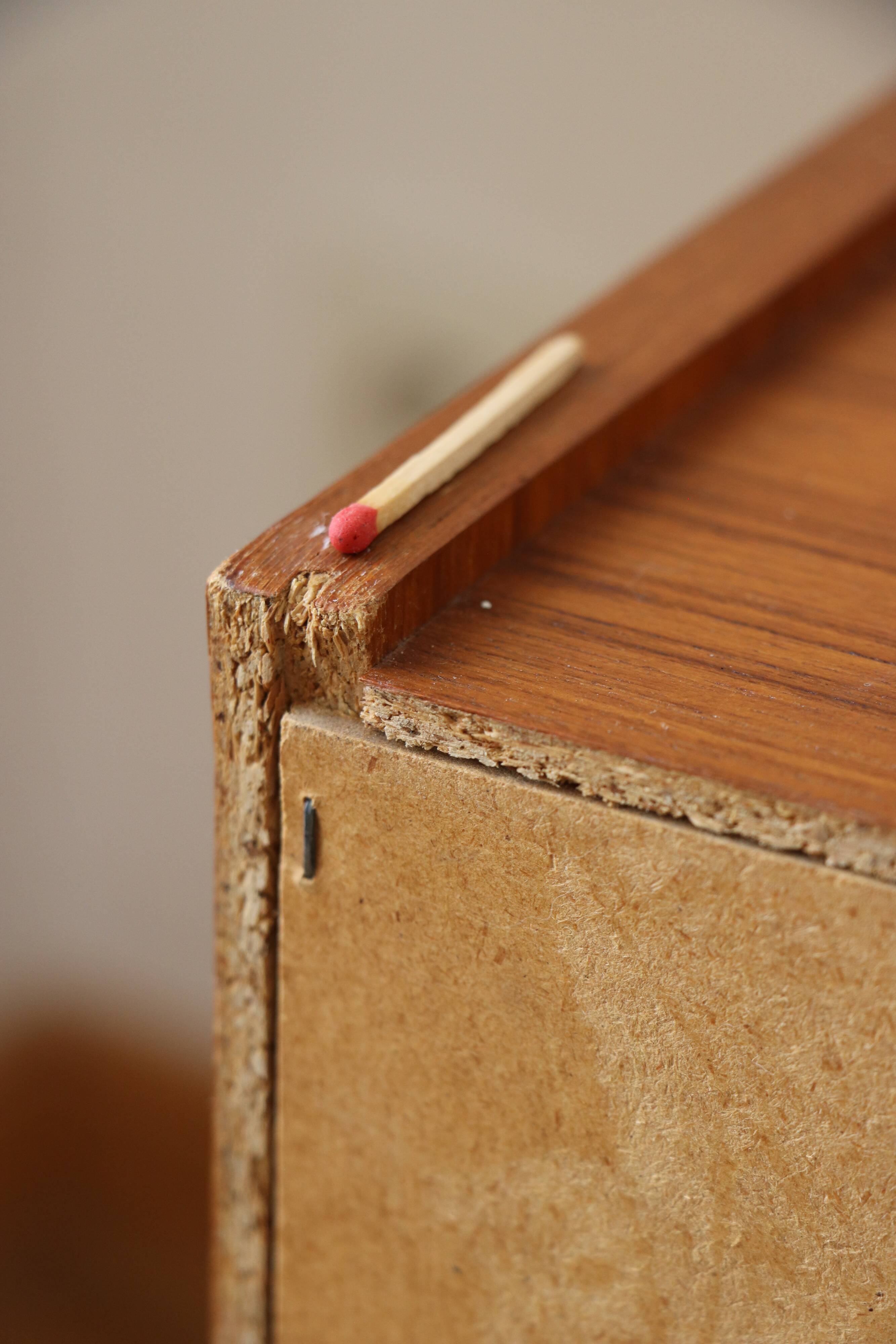 Bedside table, small Scandinavian chest of drawers, 1960, teak.