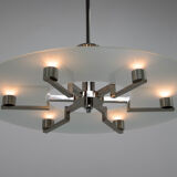 Functionalist 6-flamming Nickel-plated Chandelier, 1930s