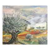 Tableau HST "Olive Trees" South of France signed Lunel