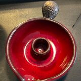 Duo of vintage enamelled ceramic candle holders born 60-70