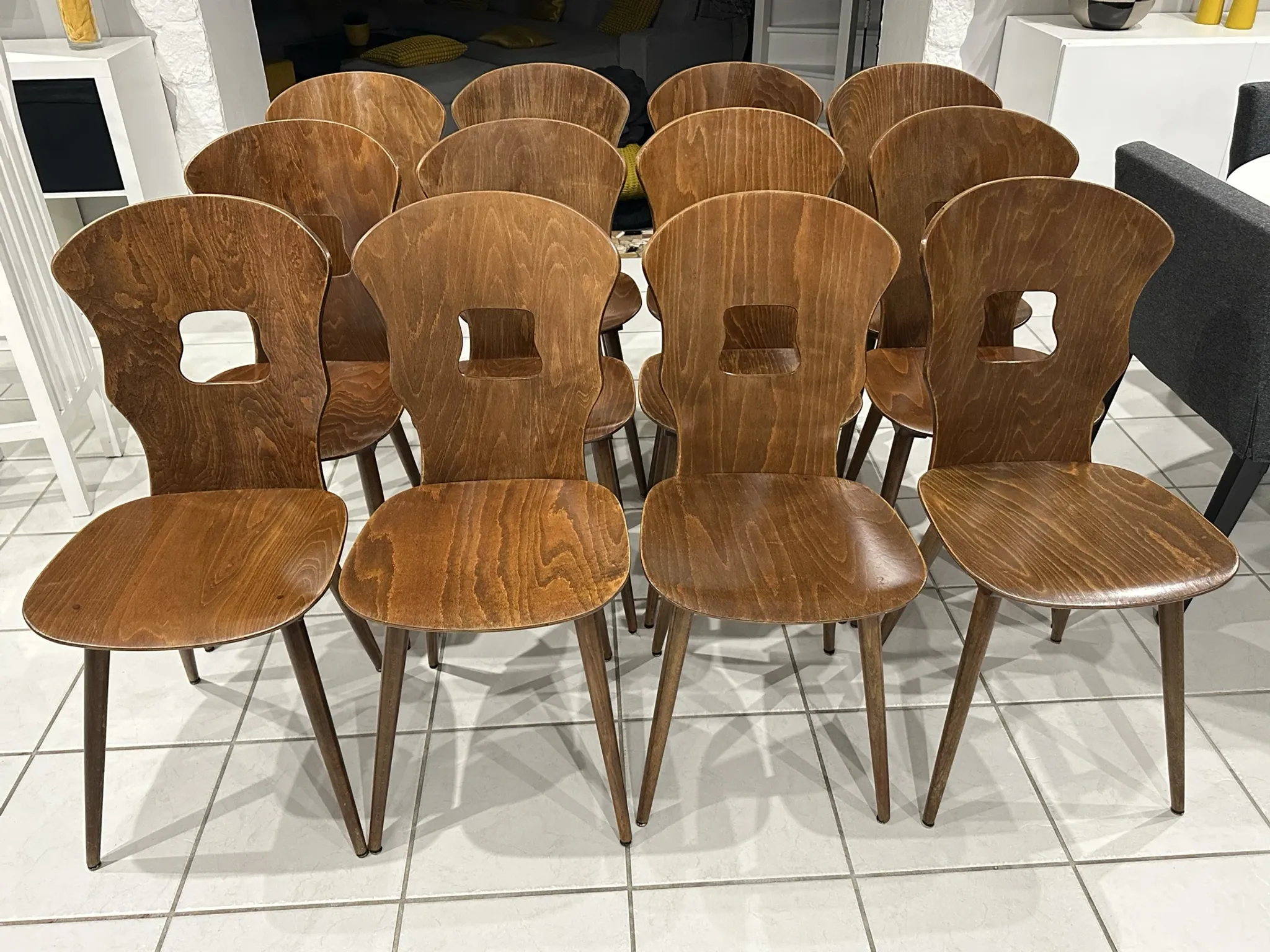 Set of 12 Baumann bistro chairs model Gentiane vintage 1970