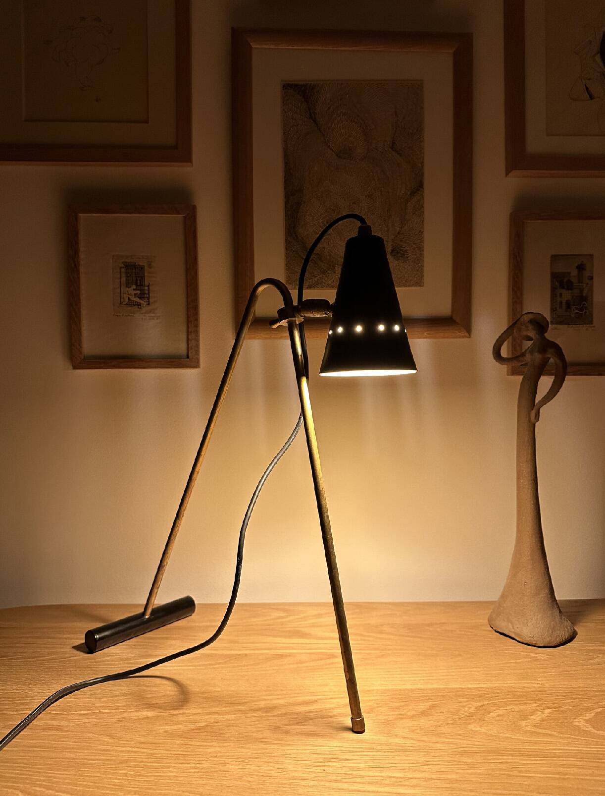 Large and beautiful adjustable bipod lamp, 1950s design