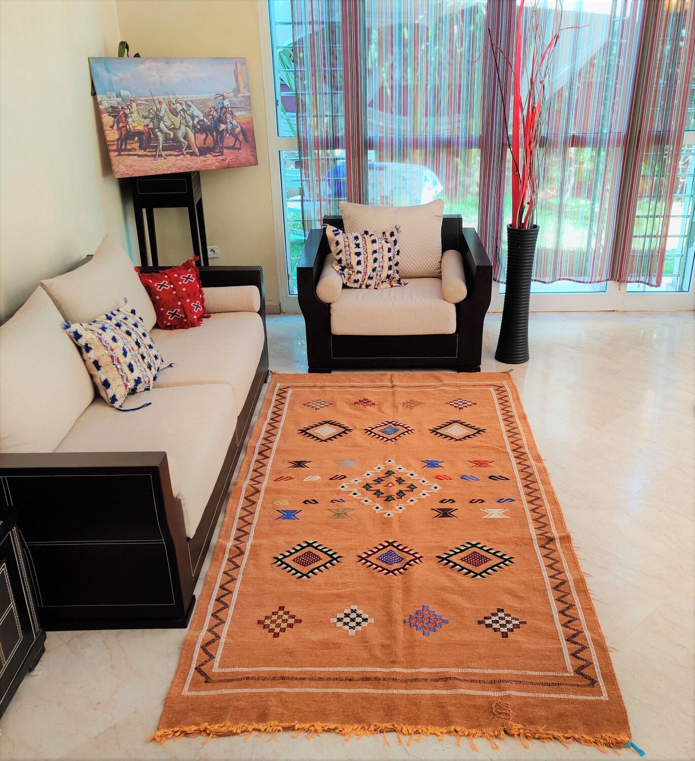 Tapis berbère marron ethnique 132x241 cm