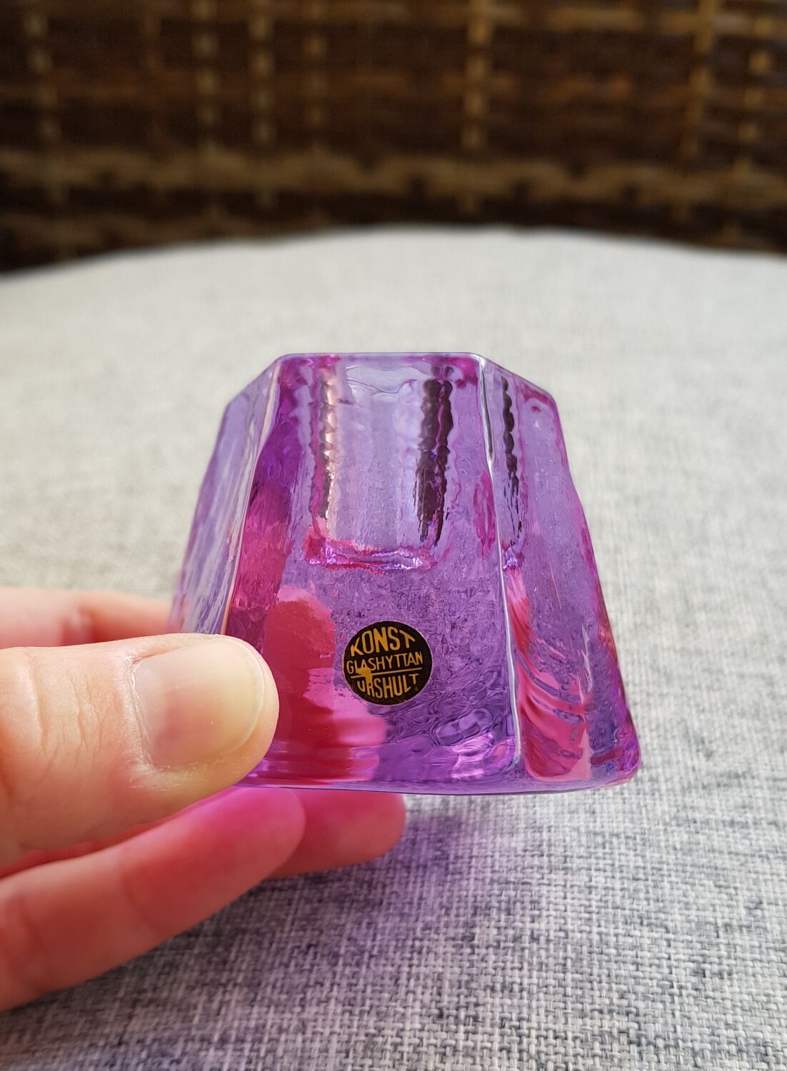 Swedish Konst Glashyttan Urshult glass candle holder