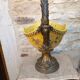 Grand centre de table - 46 cm - faïence jaune émaux polychromes - XXe