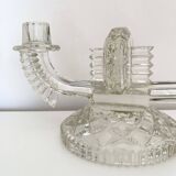 Czechoslovak moulded glass candlestick