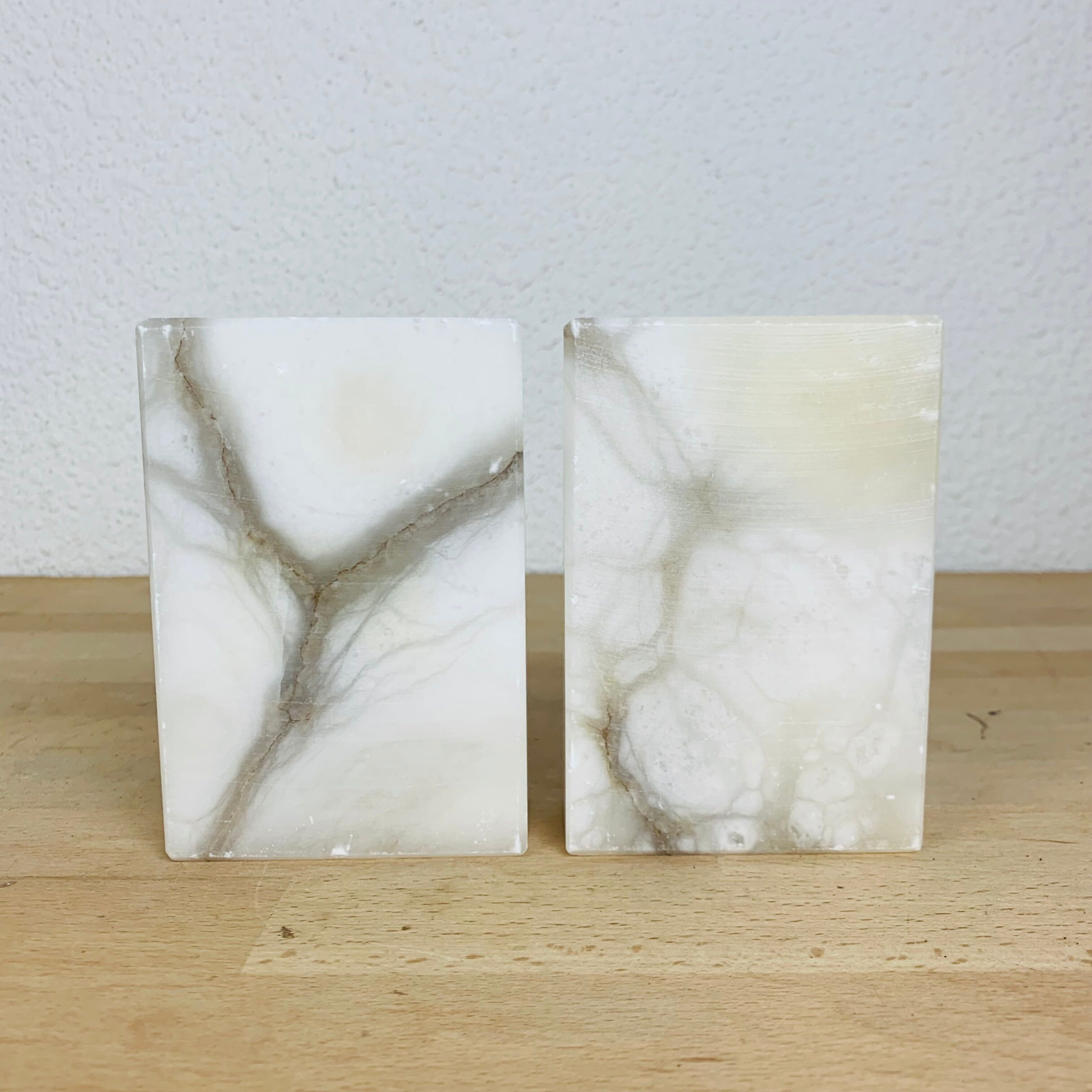 Pair of greenhouse books white alabaster marble