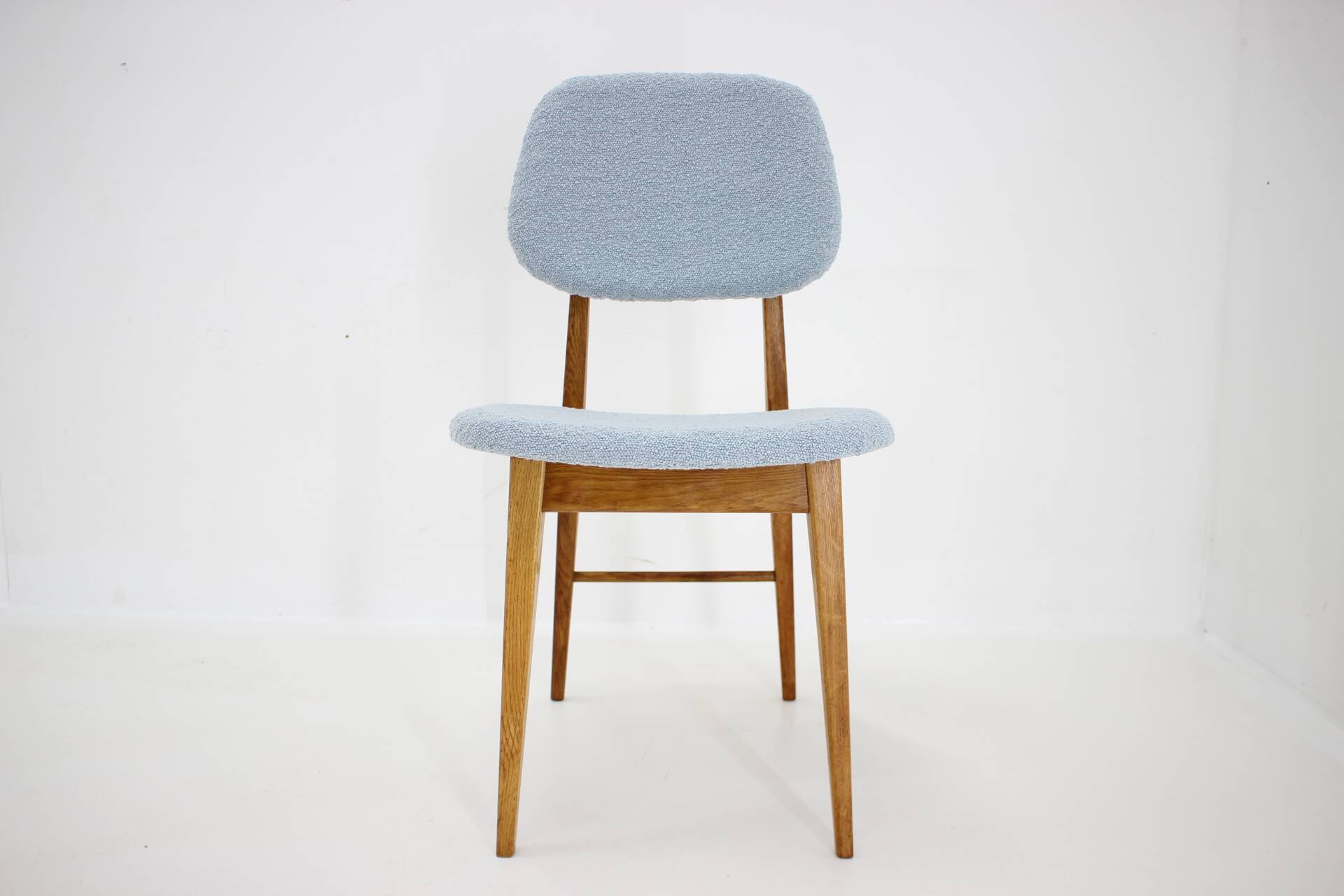 1960s Set of Three Oak Dining Chairs in Boucle, Czechoslovakia