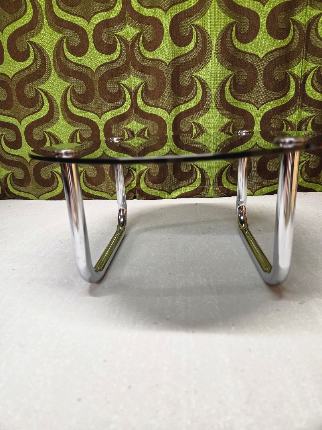Vintage 1970s smoked glass chrome coffee table