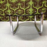 Vintage 1970s smoked glass chrome coffee table