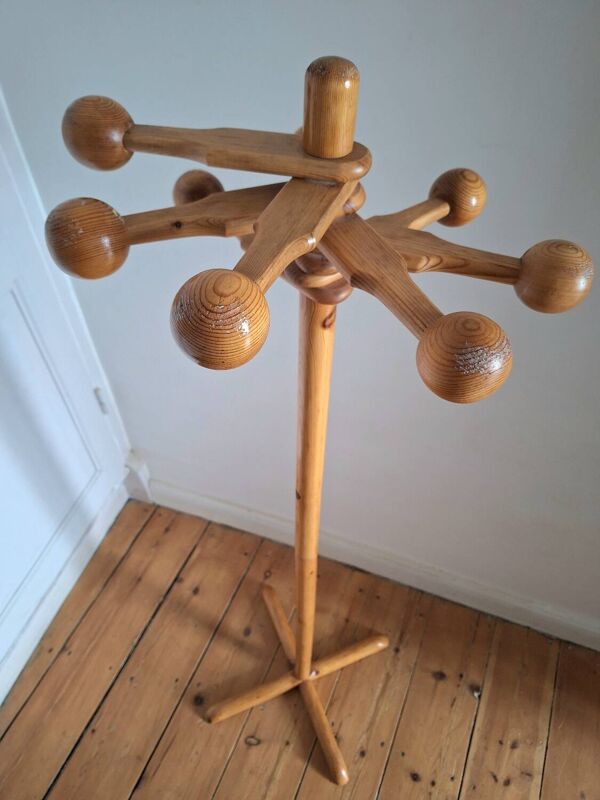 Portemanteau vintage scandinave, meuble patères ancien
