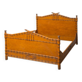 Vintage double bed in bamboo-style wood – Italian design from the 1940s