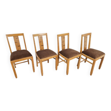 Chaises de salle à manger Arts et Métiers, années 1930, ensemble de 4