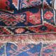 Carpet point knotted velvet wool blue red white 124 cm x 202 cm vintage