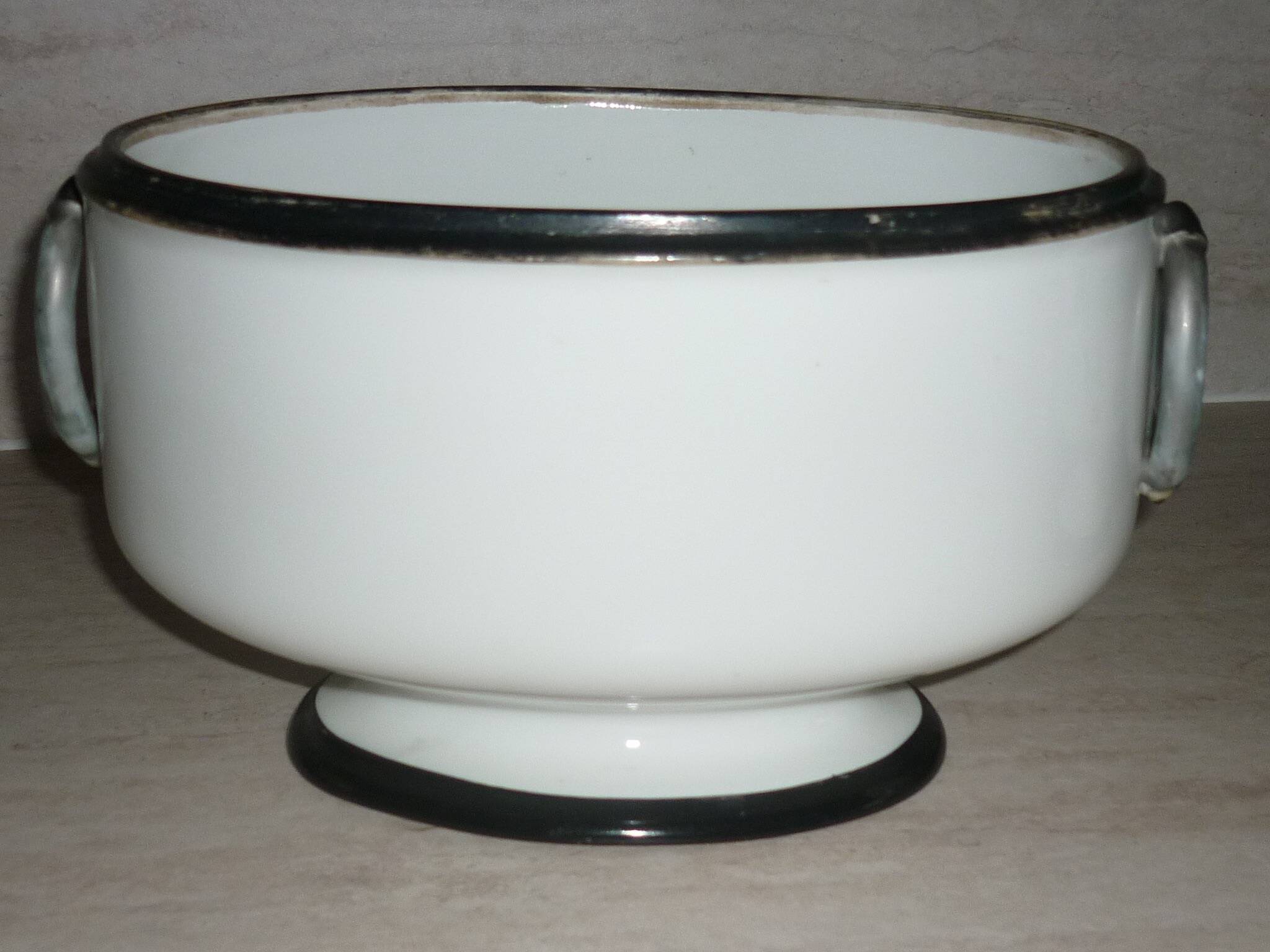 Painted porcelain planter and pot signed P. AGIN