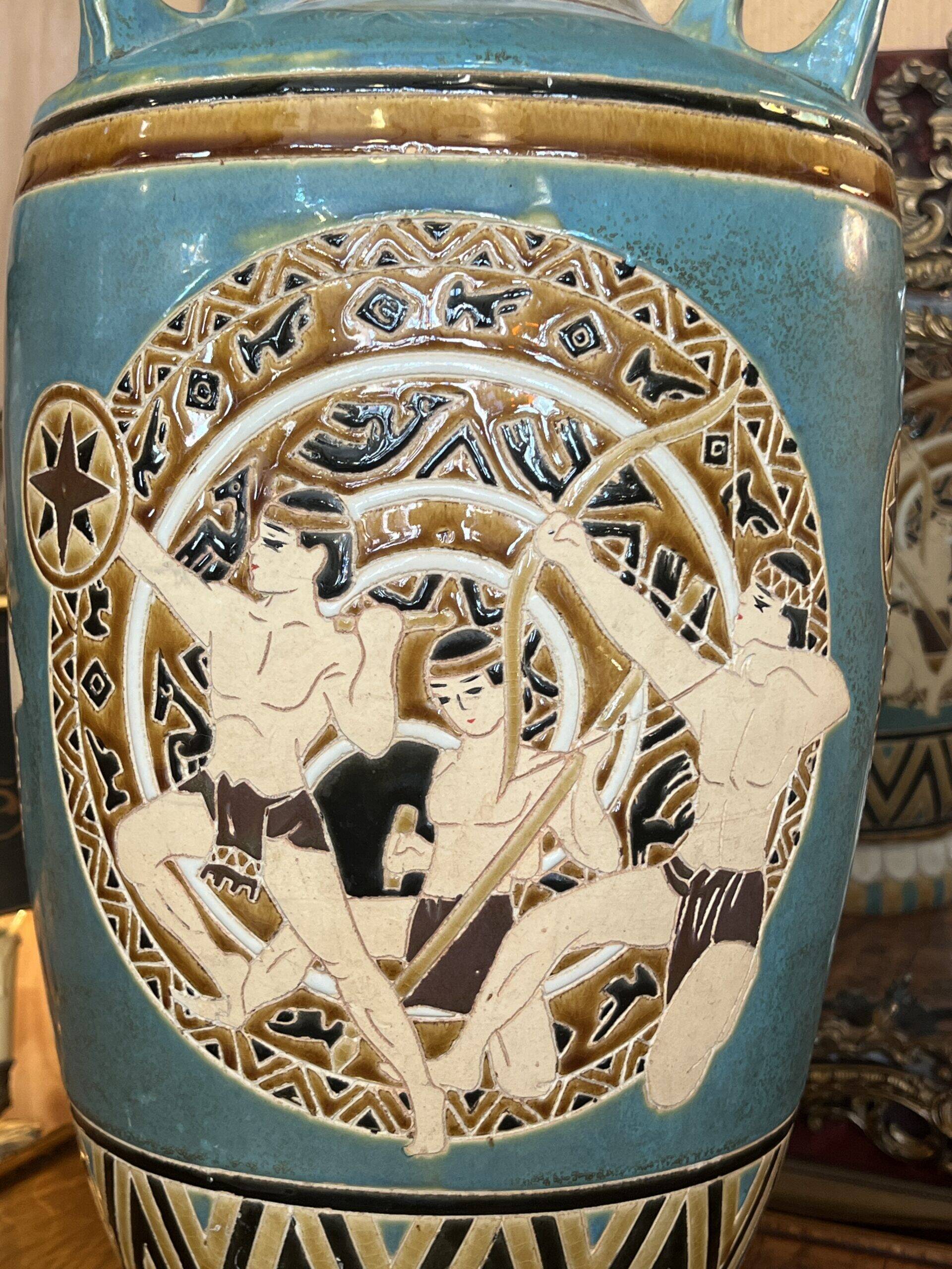 1970s ceramic floor vase, vintage decor, H 56 cm