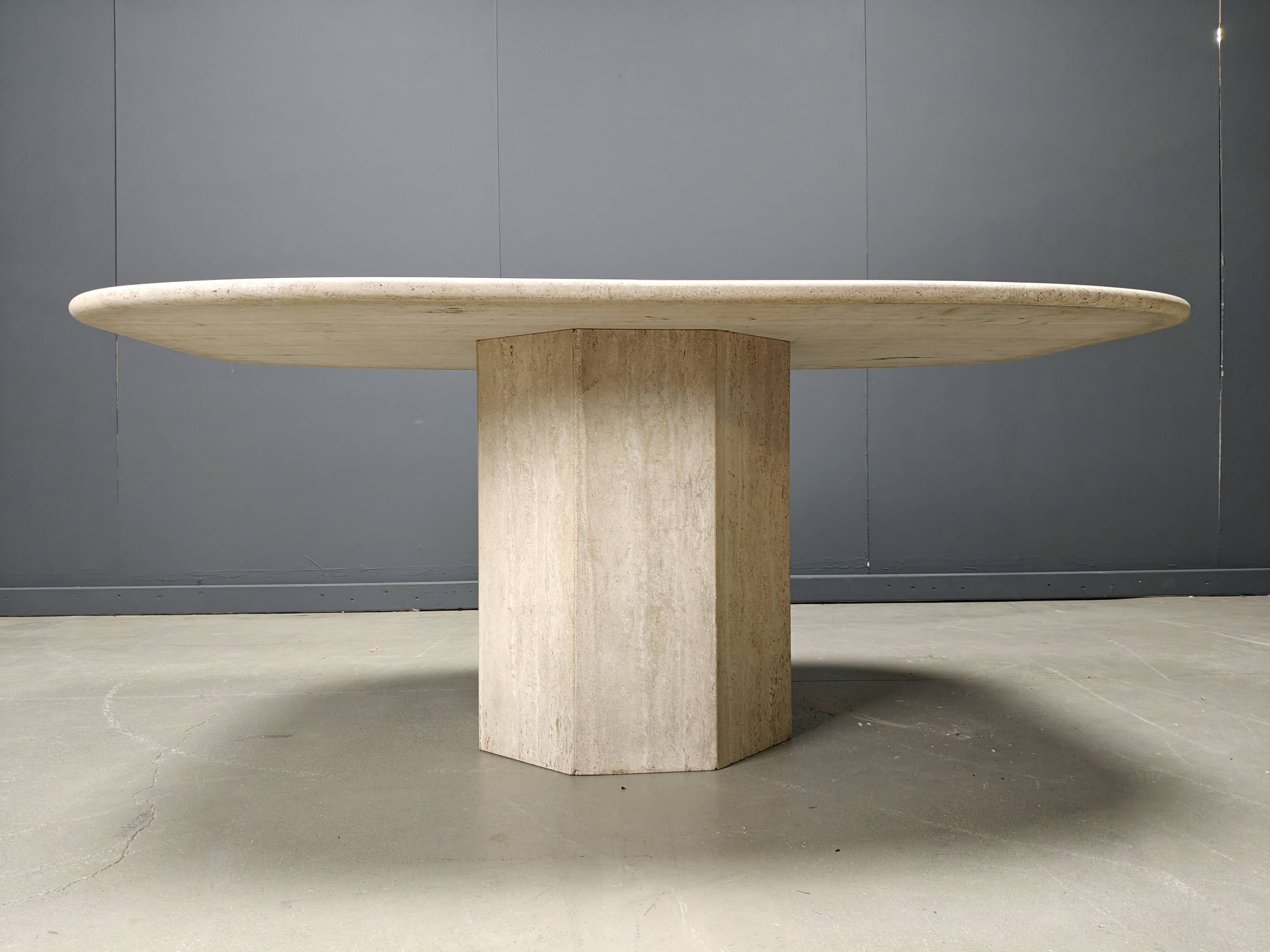 Vintage travertine dining table, 1970s