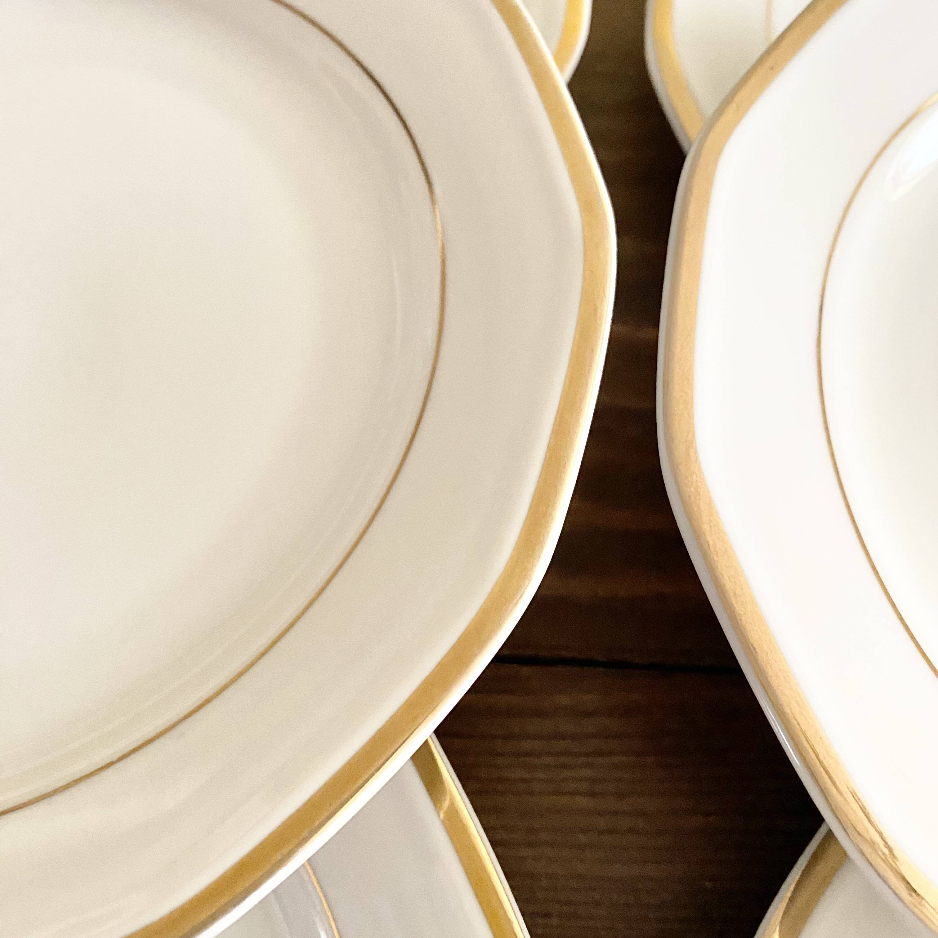 White and gold dessert plate