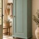 Parisian bonnetière, solid pine, Art Deco, renovated, grey-green.
