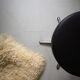 Low rotating stool star pietement in imitation black leather, 1970