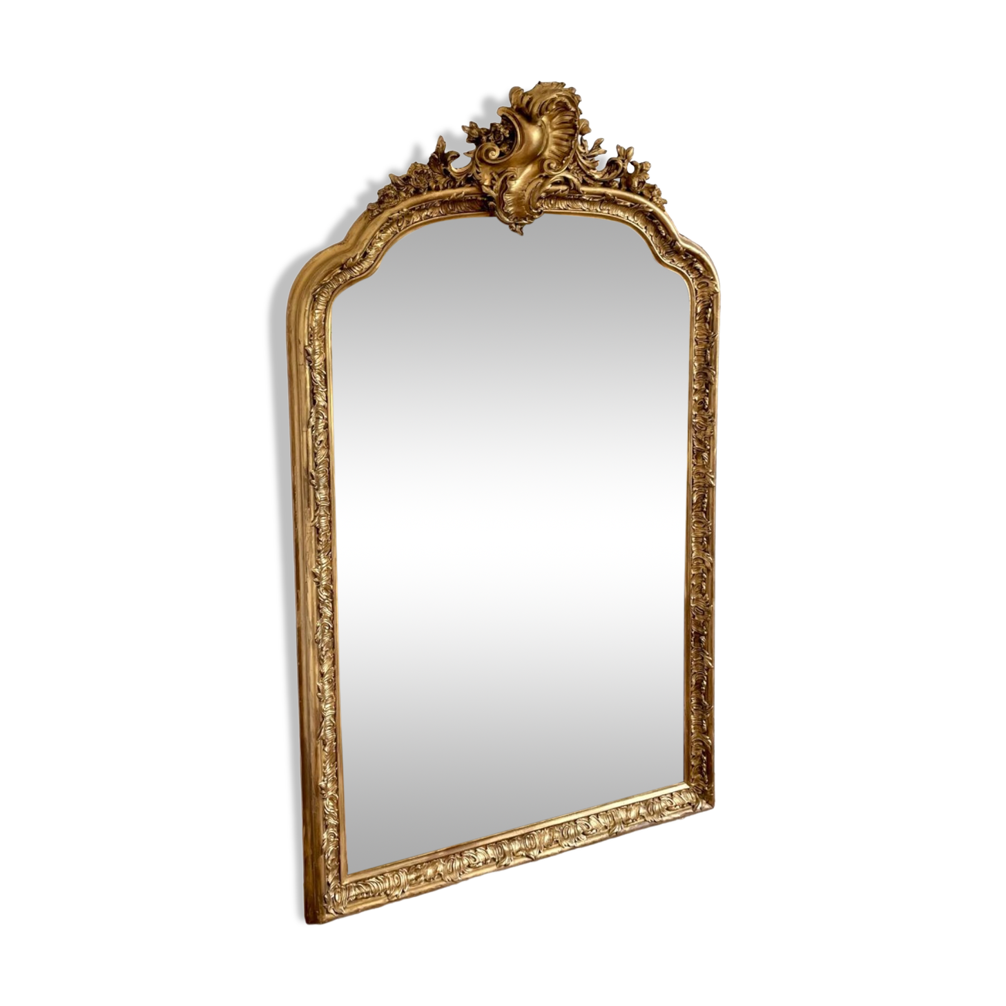 Large old Louis-Philippe shell mirror 165x97 cm