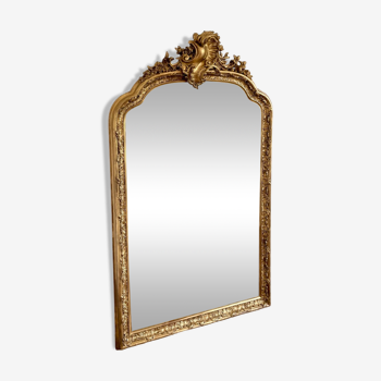 Grand miroir ancien Louis-Philippe coquille 165x97 cm