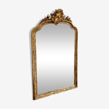 Large old Louis-Philippe shell mirror 165x97 cm