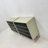 Set of 2 black and white chests of drawers, 1970s
