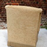 Fauteuil en velour beige et franges