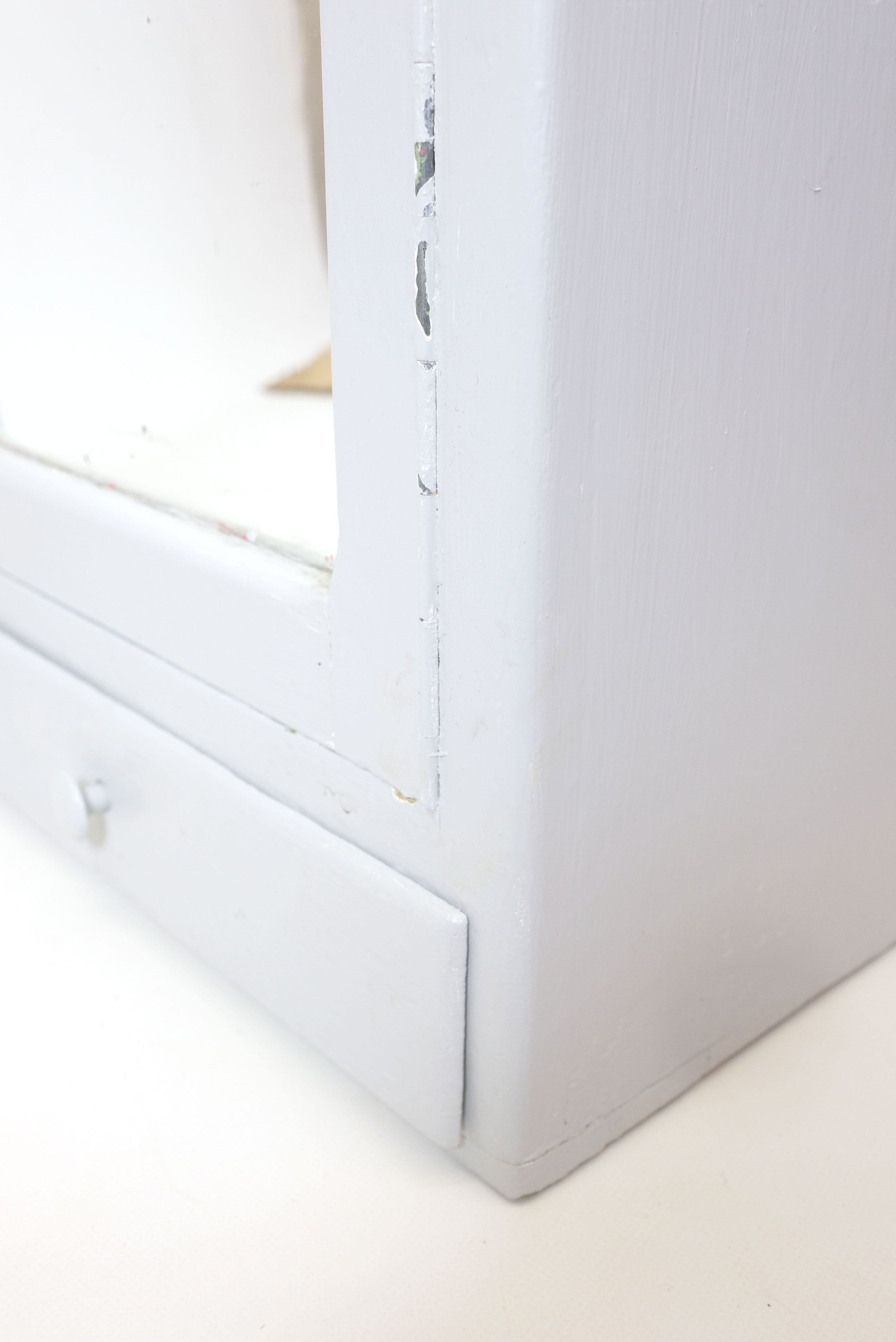 Bathroom cabinet in wood painted in gray