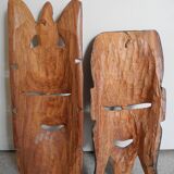 Pair of African wooden masks, vintage decoration, wooden African masks, 70s/80s