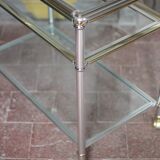 Vintage rolling dessert bar in gold metal and glass by Roche Bobois.