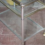 Vintage rolling dessert bar in gold metal and glass by Roche Bobois.