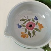 Duo of flowery caquelons