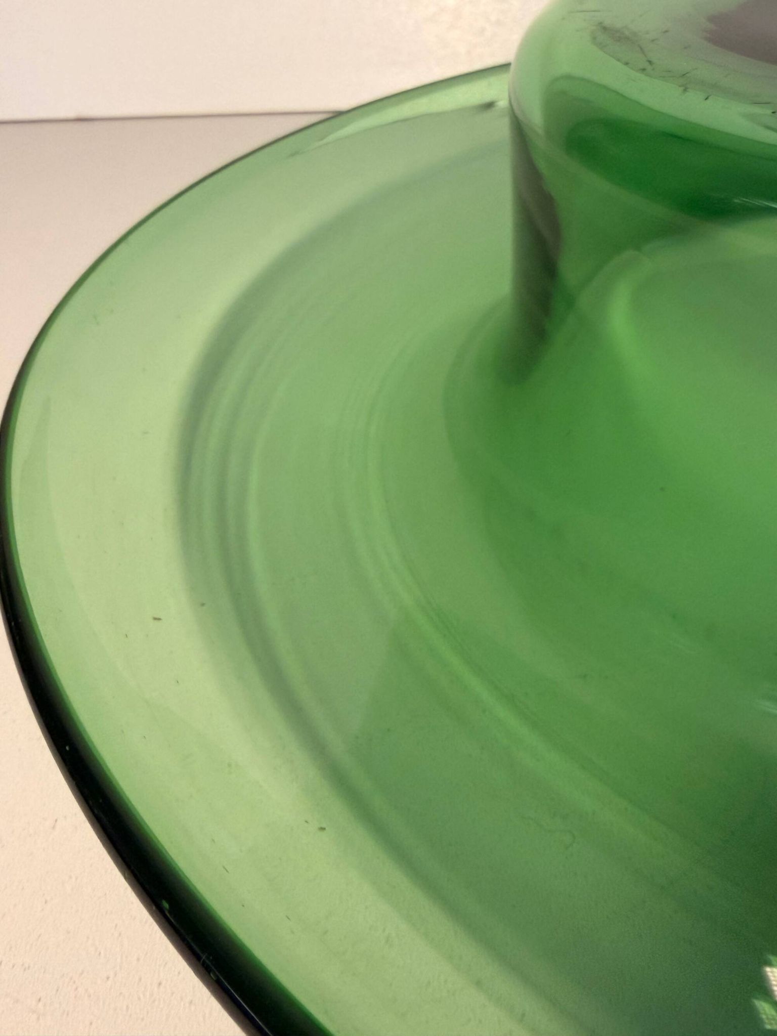 Vintage Hand Blown Green Glass Centerpiece Bowl, Empoli, Italy, 1970s