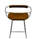 Contemporary bar stool with a back, aged brass metal and natural tobacco leather.