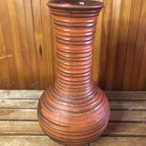 Old brown & orange ceramic pitcher vase w. germany vintage #a470